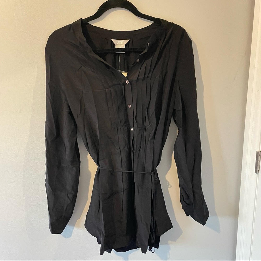 Joe Fresh Silk Long Sleeve Dress Black Size Large